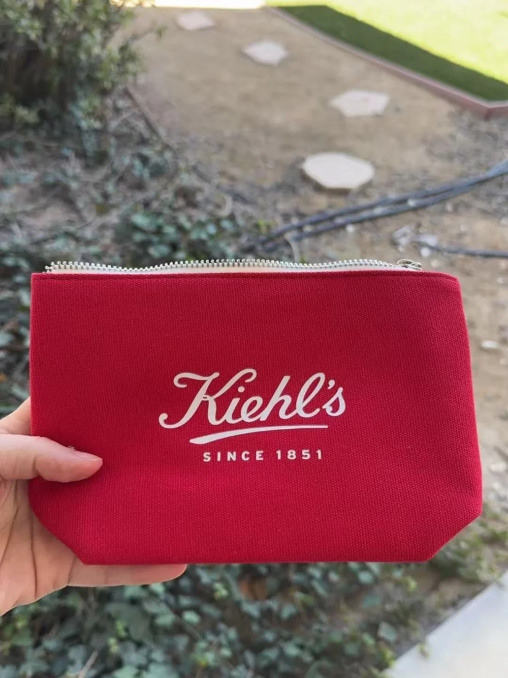 Kiehl’s Zipper Cosmetic Pouch Bag Travel Makeup 8*6*3